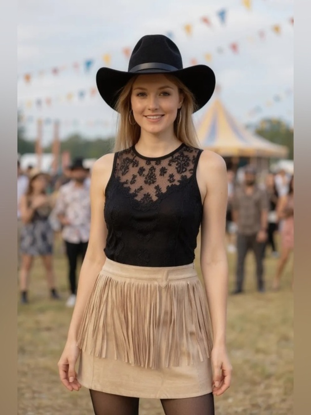 Tan Fringe Skirt